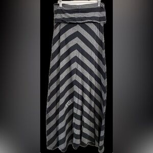 Fox Chevron Black and Gray Maxi Convertible Skirt/Dress Sz M